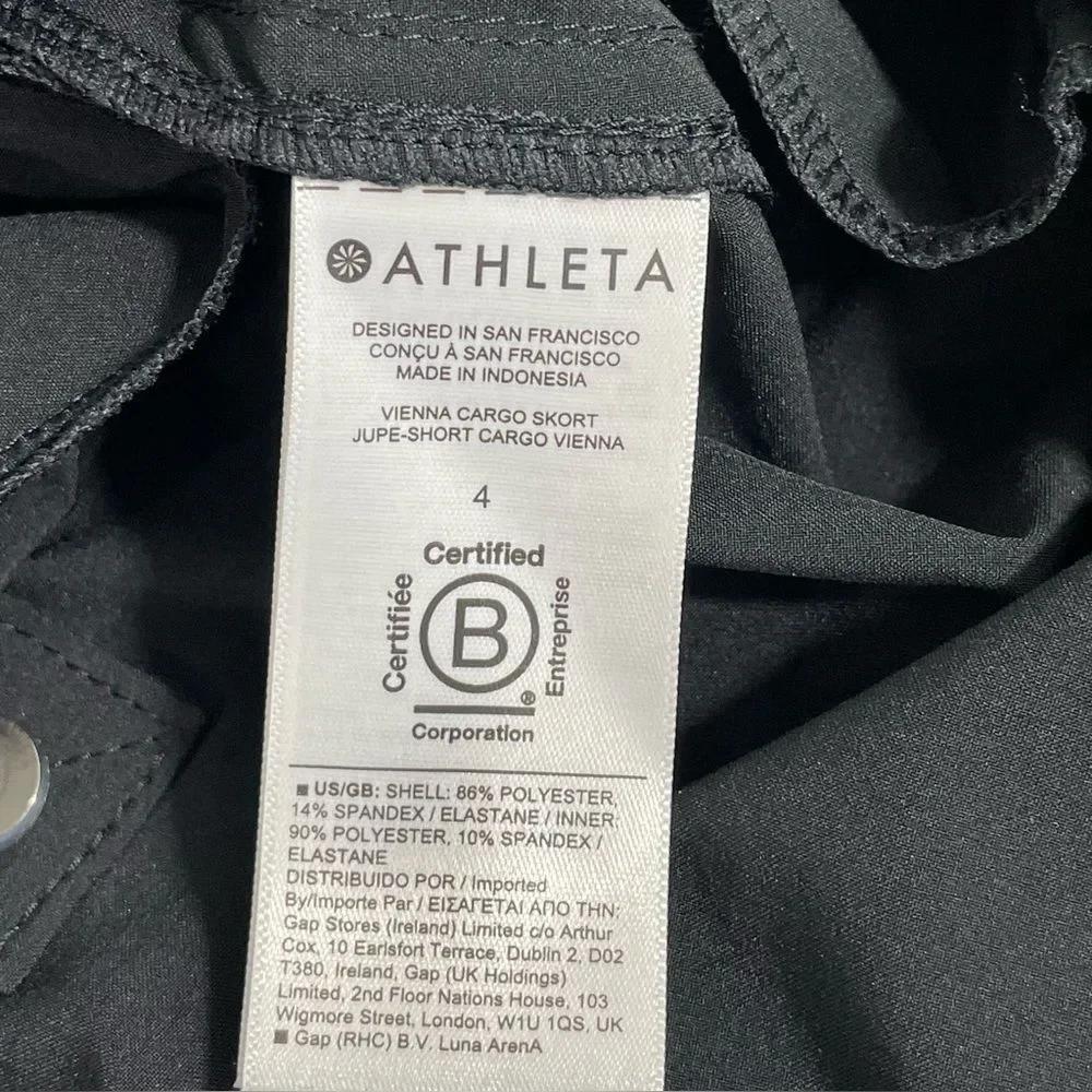 Athleta Vienna Cargo Skort Size 4 Black Golf Sporty Athletic‎ Athleisure